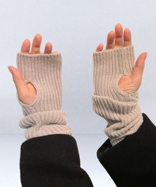 MOONBAT 【カシミヤ100%】リブニットアームウォーマー ベージュ