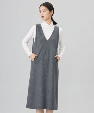 J.PRESS LADIES L 【洗える】ウールスムース ジャンパースカート グレー系