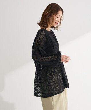 Green Parks メッシュレースタック入りプルオーバー Black
