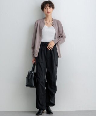 23区 L 【SLOW/好評につき新色追加】ミリタリーストレッチタフタ  カーゴパンツ ブラック系