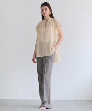 BEIGE， BAC / コットンシアー ギャザーブラウス Peach