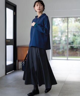 23区 【洗える】ストレッチタイプライター フレア スカート ブラック系