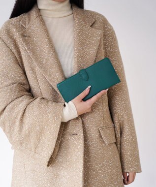 Atelier nuu 日本製 薄マチ本革 lim スマートロングウォレット グリーン