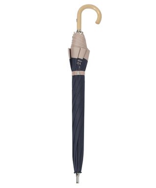 MOONBAT 【遮光/晴雨兼用日傘】LANVIN COLLECTION (ランバン コレクション)グログランリボン バイカラー 遮熱 UV 長傘 ディープブルー