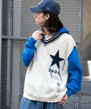 WEGO ダメージチルデンベスト オフホワイト