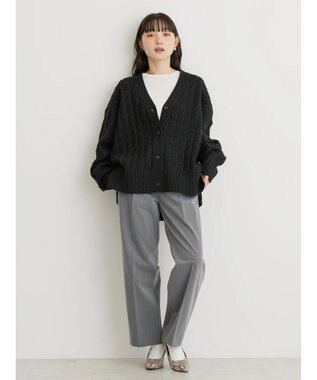 AMERICAN HOLIC スクエア柄Ｖネックニットカーディガン Black