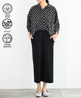 FORFORMO 【洗える/UVカット】Layered Shirt One-piece レイヤードシャツワンピース プリントブラック