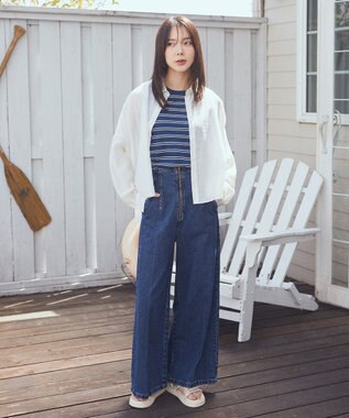 earth music&ecology ワイドシルエットシアーシャツ Off White