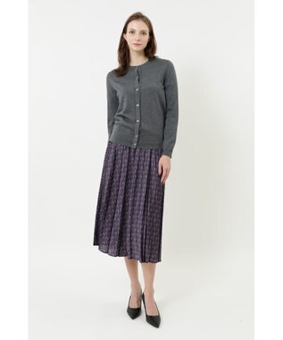 DAKS クルーネックウールニットカーディガン グレー