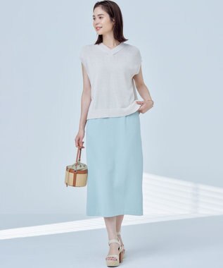 組曲 S 【WEB限定】ストライプジャガード タイトスカート クリームミント系