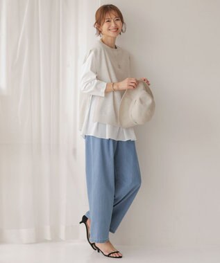 J.PRESS LADIES 【洗える】5ozバージラコンパクト デニム イージーパンツ ユーズド系