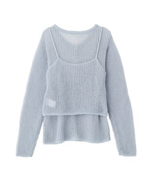 AMERICAN HOLIC 甘編みキャミカーディガンセット Sax