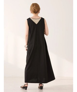 AMERICAN HOLIC 丈違いジョーゼットＶネックワンピース Black