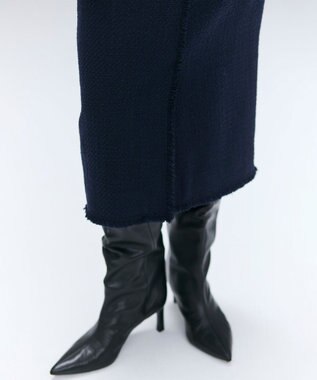 BEIGE， MULLIN / ウールツイードフロントベントスカート Midnight