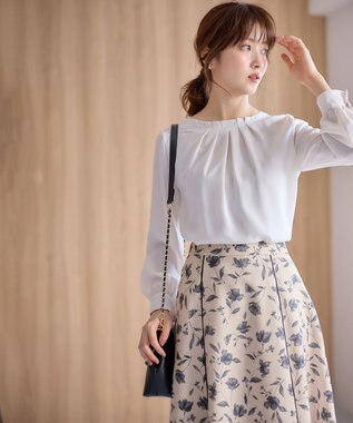 ANY SIS 【洗える】フロントタックノーブル ブラウス アイボリー