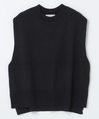 ANY 【洗濯機可】スリットニットベスト ブラック