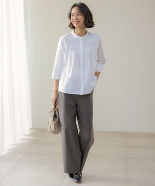 J.PRESS LADIES L 【WEB限定・人気素材・セットアップ対応】セルロースリネンストレッチ ワイドストレート パンツ 【WEB限定】スレート系