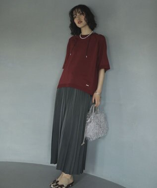 Green Parks トレーナー風ニットプルオーバー Red