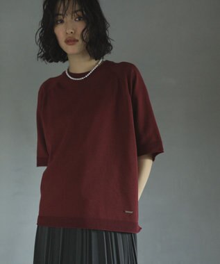 Green Parks トレーナー風ニットプルオーバー Red