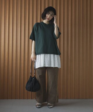 Green Parks トレーナー風ニットプルオーバー Green