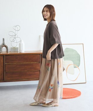 Green Parks トレーナー風ニットプルオーバー Brown