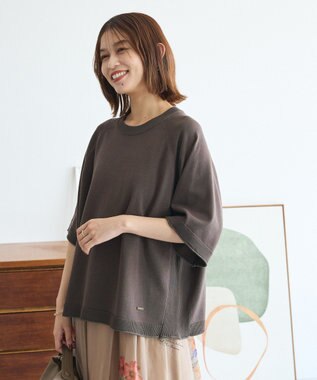 Green Parks トレーナー風ニットプルオーバー Brown