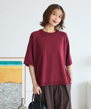 Green Parks トレーナー風ニットプルオーバー Red