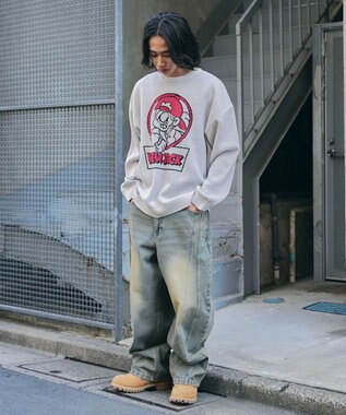 WEGO 【ユニセックス着用ITEM/MLサイズ展開】別注NEW　JACKジャガードニットプルオーバー ホワイトアイボリー