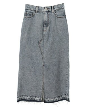 Green Parks フロントスリットデニムロングスカート Sax