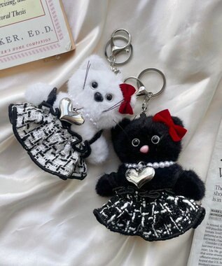 WEGO ゴージャスキャットぬいぐるみキーホルダー ホワイト