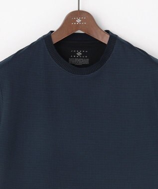 JOSEPH ABBOUD 【オーガニックコットン使用・MADE IN JAPAN】千鳥ジャカード Tシャツ ネイビー系