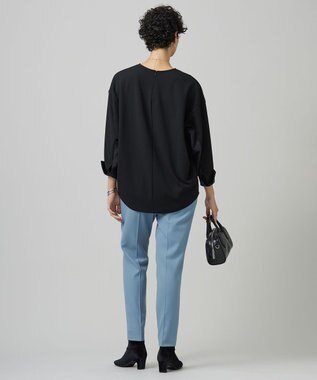 ICB 【洗える】ウール2WAYストレッチ ドロストパンツ ブルーシェイド系