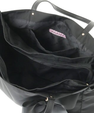 Maison de FLEUR リボンチャーム付き3ルームトートバッグ Black