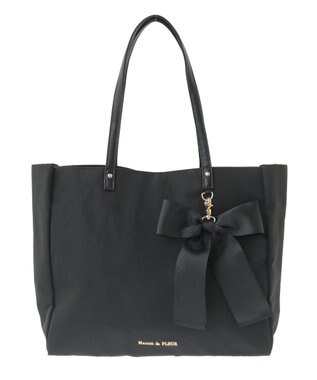 Maison de FLEUR リボンチャーム付き3ルームトートバッグ Black