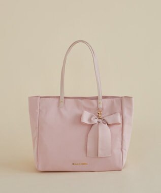 Maison de FLEUR リボンチャーム付き3ルームトートバッグ Pink Beige