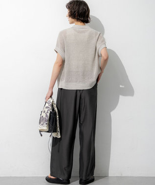 23区 【先行予約】ピュアリネン ハーフスリーブ ポロニット ベージュ系