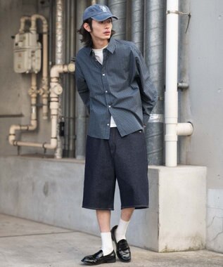 WEGO 【ユニセックス着用ITEM/SMLサイズ展開】スーパーバギーデニムショーツ デニムインディゴ