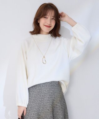 ANY L リブ起毛モックネックプルオーバー オフ