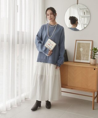 WEGO 【ユニセックス着用ITEM/MLサイズ展開】ミラノリブクルーネックプルオーバー ブルー