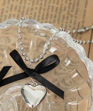 WEGO Lチェーンリボンハートネックレス シルバー