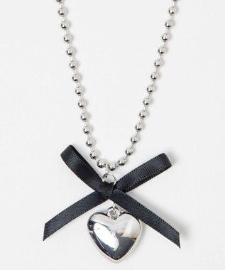 WEGO Lチェーンリボンハートネックレス シルバー