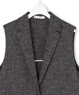 ICB L ミックスブッチャー バックスリットジレ ブラック×オフホワイト