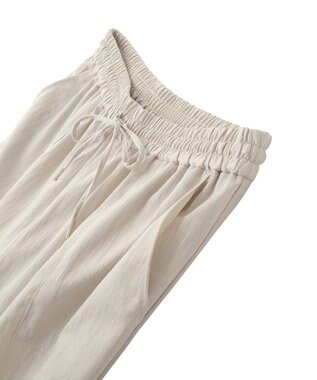 Green Parks 表面感サテンタックパンツ Gray Beige