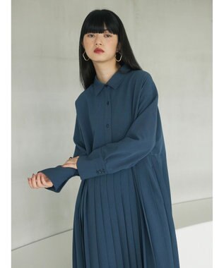 Green Parks armonia．プリーツシャツワンピース Gray