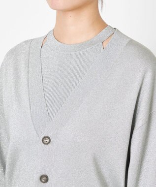 NAVE 【Nave・洗える】ラメニット カーディガン シルバー系