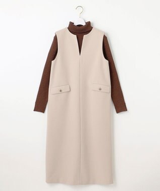 ANY SIS 【2SET】ニードルジャンパースカート × ラメリブタートルニット セット アイボリーベージュ×ブラウン