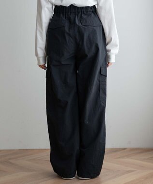 WEGO 【ウエストゴム】ナイロンイージーワイドカーゴパンツ ブラックその他