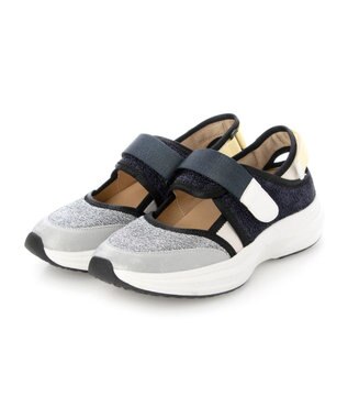 MODE ET JACOMO <MODE ET JACOMO>【軽量】厚底ベルテッドスニーカー シルバーコンビ