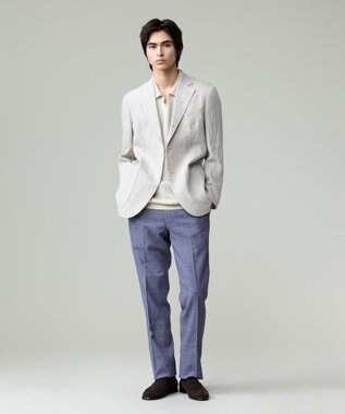 J.PRESS MEN 【HTBRID LINEN】スキッパーニット ポロシャツ ベージュ系1