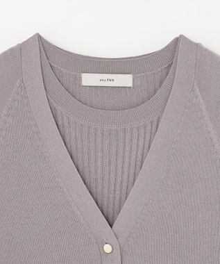 ANY 【2SET】ニットツインセット（半袖ニット＋Vネックカーデ） ライトグレー